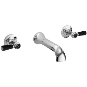 Hudson Reed Black Topaz Lever 3-Hole Basin Mixer Tap Wall Mounted - Chrome Hudson Reed Black Topaz Lever 3-Hole Basin Mixer Tap Wall Mounted - Chrome