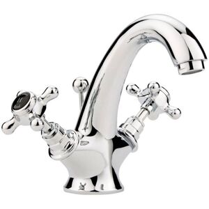 Hudson Reed - Topaz Black Crosshead Mono Basin Mixer Tap Hexagonal Collar with Waste - Chrome Hudson Reed - Topaz Black Crosshead Mono Basin Mixer Tap Hexagonal Collar with Waste - Chrome