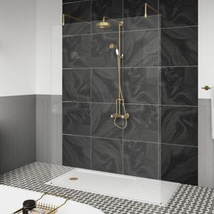 Hudson Reed - Wet Room Screen with Brass Support Arms and Feet 1100mm Wide - 8mm Glass Hudson Reed - Wet Room Screen with Brass Support Arms and Feet 1100mm Wide - 8mm Glass