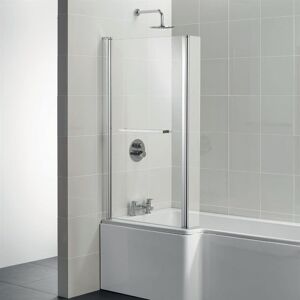 Ideal Standard - Tempo L-Shaped Cube Bath Screen with Hinged End Panel and Towel Rail 1400mm h x 830mm w - 5mm Glass Ideal Standard - Tempo L-Shaped Cube Bath Screen with Hinged End Panel and Towel Rail 1400mm h x 830mm w - 5mm Glass