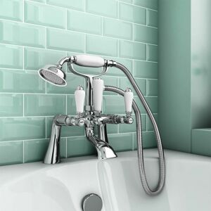 Nes Home - Imperior Traditional Chrome Deck Mounted Bath Shower Mixer Tap With Handheld Kit Nes Home - Imperior Traditional Chrome Deck Mounted Bath Shower Mixer Tap With Handheld Kit