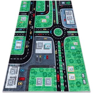 RUGSX Junior 52052.802 washing carpet City, streets for children anti-slip - green / black green 200x290 cm RUGSX Junior 52052.802 washing carpet City, streets for children anti-slip - green / black green 200x290 cm