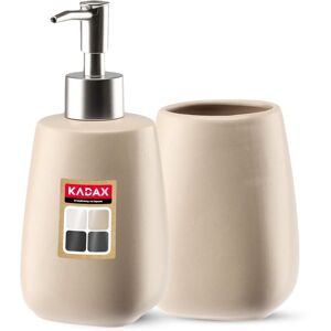 KADAX Ceramic Bathroom Set, Soap Dispenser, Bathroom Tumbler, Beige KADAX Ceramic Bathroom Set, Soap Dispenser, Bathroom Tumbler, Beige