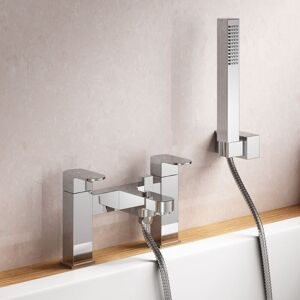 Nes Home - Eclipse Contemporary Design Set Of Chrome Bathroom Basin Single Lever Tap And Bath Shower Mixer With Handset Kit Nes Home - Eclipse Contemporary Design Set Of Chrome Bathroom Basin Single Lever Tap And Bath Shower Mixer With Handset Kit