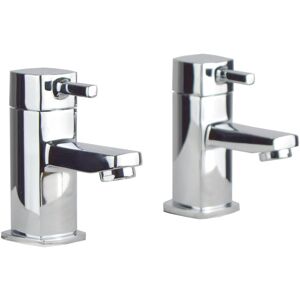 Nes Home - Boston Modern Set of Chrome Hot & Cold Twin Bath Taps Deck Mounted Brass Nes Home - Boston Modern Set of Chrome Hot & Cold Twin Bath Taps Deck Mounted Brass