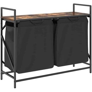 Laundry Basket 2 Compartments with Shelf Smoked Oak Vidaxl Laundry Basket 2 Compartments with Shelf Smoked Oak Vidaxl