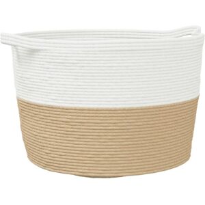 Laundry Basket Beige and White Ø60x36 cm Cotton Vidaxl Laundry Basket Beige and White Ø60x36 cm Cotton Vidaxl