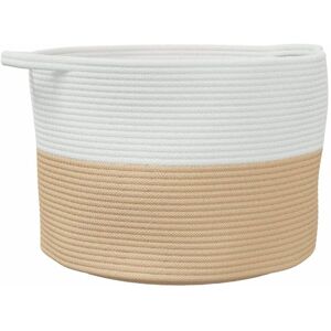 vidaXL Laundry Basket Beige White Cotton - Laundry Basket vidaXL Laundry Basket Beige White Cotton - Laundry Basket