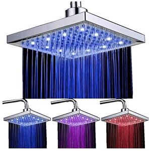 Tonchean - Led Shower Head, 8 Inch Square Temperature Control, 3 Color Changing abs Chrome Finished, 12pcs Led Shower Head for Bathroom Tonchean - Led Shower Head, 8 Inch Square Temperature Control, 3 Color Changing abs Chrome Finished, 12pcs Led Shower Head for Bathroom