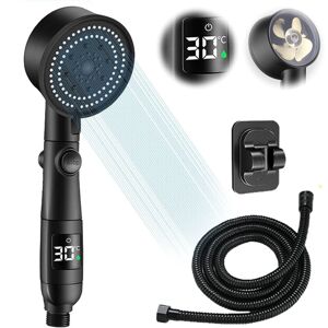Gotrays - led Shower Head with Handheld, High Pressure Shower Heads Set, 3-Color Water Temperature, 5 Spray Mode Showerhead with on/off Pause Switch, Gotrays - led Shower Head with Handheld, High Pressure Shower Heads Set, 3-Color Water Temperature, 5 Spray Mode Showerhead with on/off Pause Switch,
