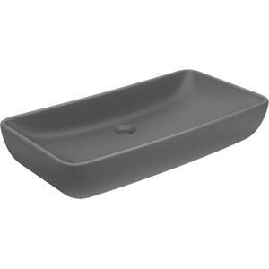 vidaXL Luxury Rectangular Dark Grey Ceramic Wash Basin - Bathroom Sink vidaXL Luxury Rectangular Dark Grey Ceramic Wash Basin - Bathroom Sink