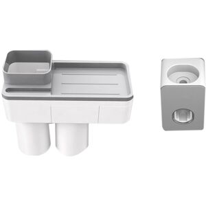 TLILY Magnetic Adsorption Toothbrush Holder Automatic Toothpaste Squeezer Home Storage Shelves Bathroom Accessories(2 cup) TLILY Magnetic Adsorption Toothbrush Holder Automatic Toothpaste Squeezer Home Storage Shelves Bathroom Accessories(2 cup)