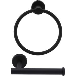 LINGHHANG Matte Black Toilet Paper Holder and Towel Ring, Stainless Steel Toilet Paper Roll Holder, Towel Holder and Ring LINGHHANG Matte Black Toilet Paper Holder and Towel Ring, Stainless Steel Toilet Paper Roll Holder, Towel Holder and Ring
