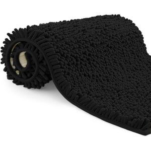 TINOR Microfiber Bath Mat, Bathroom Mat Length 50 x 80 cm, Toilet Mat, Soft, Non-Slip, Black TINOR Microfiber Bath Mat, Bathroom Mat Length 50 x 80 cm, Toilet Mat, Soft, Non-Slip, Black