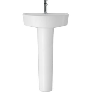 Balterley - Mila Ceramic d Shape Basin & Full Pedestal (Tap Not Included), 520mm Balterley - Mila Ceramic d Shape Basin & Full Pedestal (Tap Not Included), 520mm