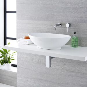 No Brand - Milano Altham - Modern 520mm x 320mm White Ceramic Oval Countertop Bathroom Basin Sink - With Wall-Mounted Tap No Brand - Milano Altham - Modern 520mm x 320mm White Ceramic Oval Countertop Bathroom Basin Sink - With Wall-Mounted Tap