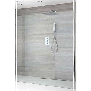 Milano - Alto - 1000mm Chrome Floating Glass Walk In Wet Room Shower Enclosure with Screen Profile and Floor to Ceiling Poles - 800mm Linear Shower Milano - Alto - 1000mm Chrome Floating Glass Walk In Wet Room Shower Enclosure with Screen Profile and Floor to Ceiling Poles - 800mm Linear Shower