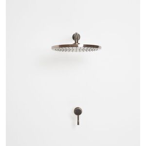 Amara - Modern 1 Outlet Manual Mixer Shower Valve with Wall Mounted 300mm Round Rainfall Shower Head - Aged Bronze - Milano Amara - Modern 1 Outlet Manual Mixer Shower Valve with Wall Mounted 300mm Round Rainfall Shower Head - Aged Bronze - Milano