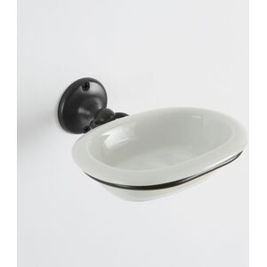 Milano - Elizabeth - Traditional Bathroom Wall Mounted White Ceramic Soap Dish and Holder - Black Milano - Elizabeth - Traditional Bathroom Wall Mounted White Ceramic Soap Dish and Holder - Black