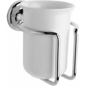 Elizabeth - Traditional Wall Mounted Bathroom Ceramic Toothbrush Tumbler and Chrome Holder - Milano Elizabeth - Traditional Wall Mounted Bathroom Ceramic Toothbrush Tumbler and Chrome Holder - Milano