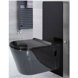Nero - Modern 483mm Bathroom Toilet wc Unit with Black Wall Hung Pan Cistern and Soft Close Seat - Black wc Unit - Milano Nero - Modern 483mm Bathroom Toilet wc Unit with Black Wall Hung Pan Cistern and Soft Close Seat - Black wc Unit - Milano