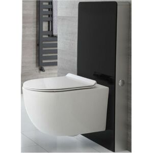 Arca - Modern 483mm Bathroom Toilet wc Unit with White Wall Hung Rimless Pan Cistern and Soft Close Seat - Black wc Unit - Milano Arca - Modern 483mm Bathroom Toilet wc Unit with White Wall Hung Rimless Pan Cistern and Soft Close Seat - Black wc Unit - Milano