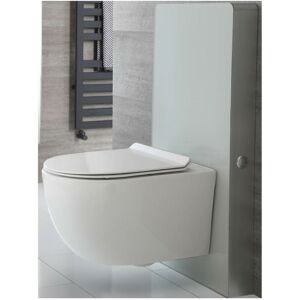 Arca - Modern 483mm Bathroom Toilet wc Unit with White Wall Hung Rimless Pan Cistern and Soft Close Seat - White wc Unit - Milano Arca - Modern 483mm Bathroom Toilet wc Unit with White Wall Hung Rimless Pan Cistern and Soft Close Seat - White wc Unit - Milano