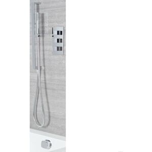 Milano - Arvo - Modern 2 Outlet Triple Thermostatic Mixer Shower Valve with Hand Shower Handset Slide Rail Kit and Overflow Bath Filler Tap - Chrome Milano - Arvo - Modern 2 Outlet Triple Thermostatic Mixer Shower Valve with Hand Shower Handset Slide Rail Kit and Overflow Bath Filler Tap - Chrome