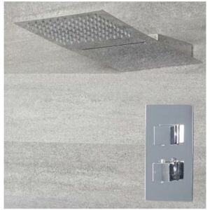 Milano Arvo 2 Outlet Twin Diverter Thermostatic Mixer Shower Valve with 200mm x 500mm Wall Mounted Rainfall and Waterblade Shower Head - Chrome Milano Arvo 2 Outlet Twin Diverter Thermostatic Mixer Shower Valve with 200mm x 500mm Wall Mounted Rainfall and Waterblade Shower Head - Chrome
