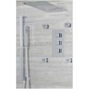 Milano - Arvo - Modern 3 Outlet Triple Diverter Thermostatic Mixer Shower Valve Wall Mounted 200mm x 487mm Fixed Thin Rainfall Shower Head Hand Milano - Arvo - Modern 3 Outlet Triple Diverter Thermostatic Mixer Shower Valve Wall Mounted 200mm x 487mm Fixed Thin Rainfall Shower Head Hand