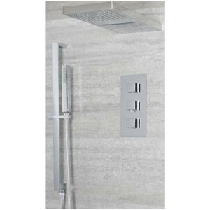 Milano - Arvo - Modern 3 Outlet Triple Diverter Thermostatic Mixer Shower Valve with Wall Mounted Rainfall and Waterblade Shower Head and Hand Shower Milano - Arvo - Modern 3 Outlet Triple Diverter Thermostatic Mixer Shower Valve with Wall Mounted Rainfall and Waterblade Shower Head and Hand Shower