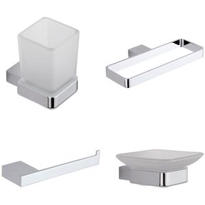 Hudson Reed - Milano Arvo - Modern 4 Piece Bathroom Accessory Set with Towel Ring Tumbler Soap Dish and Toilet Roll Holders - Chrome Hudson Reed - Milano Arvo - Modern 4 Piece Bathroom Accessory Set with Towel Ring Tumbler Soap Dish and Toilet Roll Holders - Chrome
