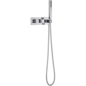 Milano - Arvo - Modern 2 Outlet Twin Diverter Thermostatic Mixer Shower Valve with Hand Shower Handset and 1.75m Hose - Chrome Milano - Arvo - Modern 2 Outlet Twin Diverter Thermostatic Mixer Shower Valve with Hand Shower Handset and 1.75m Hose - Chrome