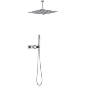 Milano - Arvo - Modern 2 Outlet Twin Diverter Thermostatic Mixer Shower Valve with Ceiling Mounted 400mm Square Rainfall Shower Head and Hand Shower Milano - Arvo - Modern 2 Outlet Twin Diverter Thermostatic Mixer Shower Valve with Ceiling Mounted 400mm Square Rainfall Shower Head and Hand Shower