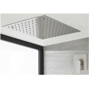 Milano Ashurst 1 Outlet Manual Mixer Shower Valve with Ceiling Mounted 400mm Square Recessed Rainfall Shower Head - Brushed Nickel Milano Ashurst 1 Outlet Manual Mixer Shower Valve with Ceiling Mounted 400mm Square Recessed Rainfall Shower Head - Brushed Nickel