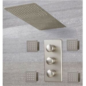 Milano - Ashurst - Modern 3 Outlet Triple Diverter Thermostatic Mixer Shower Valve with Wall Mounted 200mm x 500mm Rainfall & Waterblade Shower Head Milano - Ashurst - Modern 3 Outlet Triple Diverter Thermostatic Mixer Shower Valve with Wall Mounted 200mm x 500mm Rainfall & Waterblade Shower Head