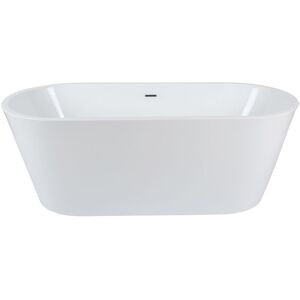 Milano Ballam - Modern Bathroom 1695mm x 750mm Double Ended Freestanding Oval Bath with Overflow and White Push Button Waste - Chrome Overflow Milano Ballam - Modern Bathroom 1695mm x 750mm Double Ended Freestanding Oval Bath with Overflow and White Push Button Waste - Chrome Overflow