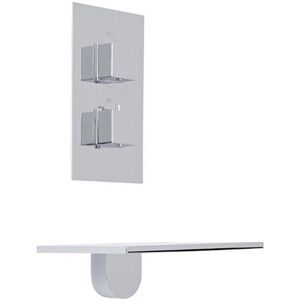 Milano - Blade - Modern Wall Mounted Waterfall Bath Filler Tap and Twin Thermostatic Mixer Shower Valve - Chrome Milano - Blade - Modern Wall Mounted Waterfall Bath Filler Tap and Twin Thermostatic Mixer Shower Valve - Chrome