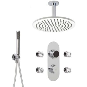 Milano Vis - Modern Digital Three Outlet Thermostatic Shower with 300mm Ceiling Mounted Round Rainfall Shower Head&44 Hand Shower Handset and Body Milano Vis - Modern Digital Three Outlet Thermostatic Shower with 300mm Ceiling Mounted Round Rainfall Shower Head&44 Hand Shower Handset and Body