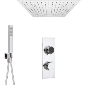 Milano Vis Digital Two Outlet Thermostatic Shower with 500mm Square Ceiling Mounted Recessed Rainfall Shower Head and Hand Shower Handset Kit - Chrome Milano Vis Digital Two Outlet Thermostatic Shower with 500mm Square Ceiling Mounted Recessed Rainfall Shower Head and Hand Shower Handset Kit - Chrome