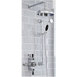 Milano - Elizabeth - Traditional 2 Outlet Exposed Triple Thermostatic Mixer Shower Valve with Round Rainfall Shower Head and Riser Rail Kit - Chrome Milano - Elizabeth - Traditional 2 Outlet Exposed Triple Thermostatic Mixer Shower Valve with Round Rainfall Shower Head and Riser Rail Kit - Chrome