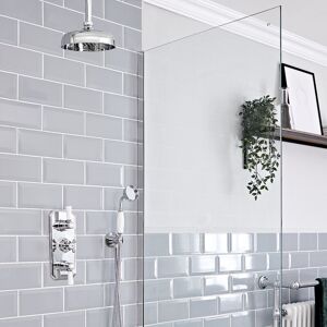 Milano - Elizabeth - Traditional 2 Outlet Triple Thermostatic Mixer Shower Valve with Hand Shower Handset and 205mm Round Rainfall Shower Head Milano - Elizabeth - Traditional 2 Outlet Triple Thermostatic Mixer Shower Valve with Hand Shower Handset and 205mm Round Rainfall Shower Head