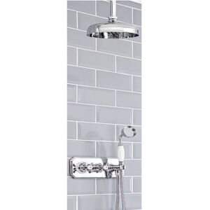 Milano - Elizabeth - Traditional 2 Outlet Twin Diverter Thermostatic Mixer Shower Valve with 150mm Rainfall Shower Head Hand Shower and Hose - Chrome Milano - Elizabeth - Traditional 2 Outlet Twin Diverter Thermostatic Mixer Shower Valve with 150mm Rainfall Shower Head Hand Shower and Hose - Chrome