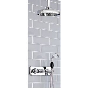 Milano - Elizabeth - Traditional 2 Outlet Twin Diverter Thermostatic Mixer Shower Valve with 200mm Rainfall Shower Head Hand Shower and Hose - Chrome Milano - Elizabeth - Traditional 2 Outlet Twin Diverter Thermostatic Mixer Shower Valve with 200mm Rainfall Shower Head Hand Shower and Hose - Chrome