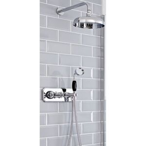 Milano - Elizabeth - Traditional 2 Outlet Twin Diverter Thermostatic Mixer Shower Valve with 300mm Rainfall Shower Head Hand Shower and Hose - Chrome Milano - Elizabeth - Traditional 2 Outlet Twin Diverter Thermostatic Mixer Shower Valve with 300mm Rainfall Shower Head Hand Shower and Hose - Chrome
