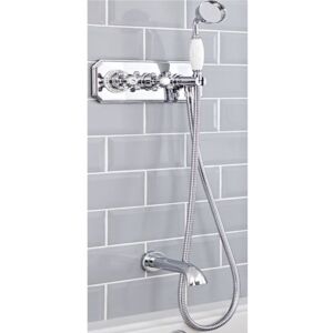Milano - Elizabeth - Traditional 2 Outlet Twin Diverter Thermostatic Mixer Shower Valve with Wall Mounted Bath Spout Hand Shower and Hose - Chrome & Milano - Elizabeth - Traditional 2 Outlet Twin Diverter Thermostatic Mixer Shower Valve with Wall Mounted Bath Spout Hand Shower and Hose - Chrome &