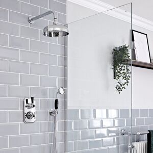 Milano - Elizabeth - Traditional 2 Outlet Twin Diverter Thermostatic Mixer Shower Valve with Hand Shower Handset and Round Rainfall Shower Head Milano - Elizabeth - Traditional 2 Outlet Twin Diverter Thermostatic Mixer Shower Valve with Hand Shower Handset and Round Rainfall Shower Head