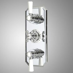 Milano - Elizabeth - Traditional Concealed Triple Thermostatic Mixer Shower Valve with 2 Outlets - Chrome & White Milano - Elizabeth - Traditional Concealed Triple Thermostatic Mixer Shower Valve with 2 Outlets - Chrome & White