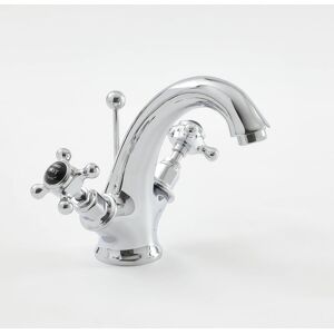 NO BRAND Milano Elizabeth Mono Basin Mixer Tap - Chrome & Black (Crosshead Handles) NO BRAND Milano Elizabeth Mono Basin Mixer Tap - Chrome & Black (Crosshead Handles)