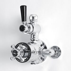 Milano - Elizabeth - Traditional Exposed Twin Thermostatic Mixer Shower Valve - Chrome & Black Milano - Elizabeth - Traditional Exposed Twin Thermostatic Mixer Shower Valve - Chrome & Black